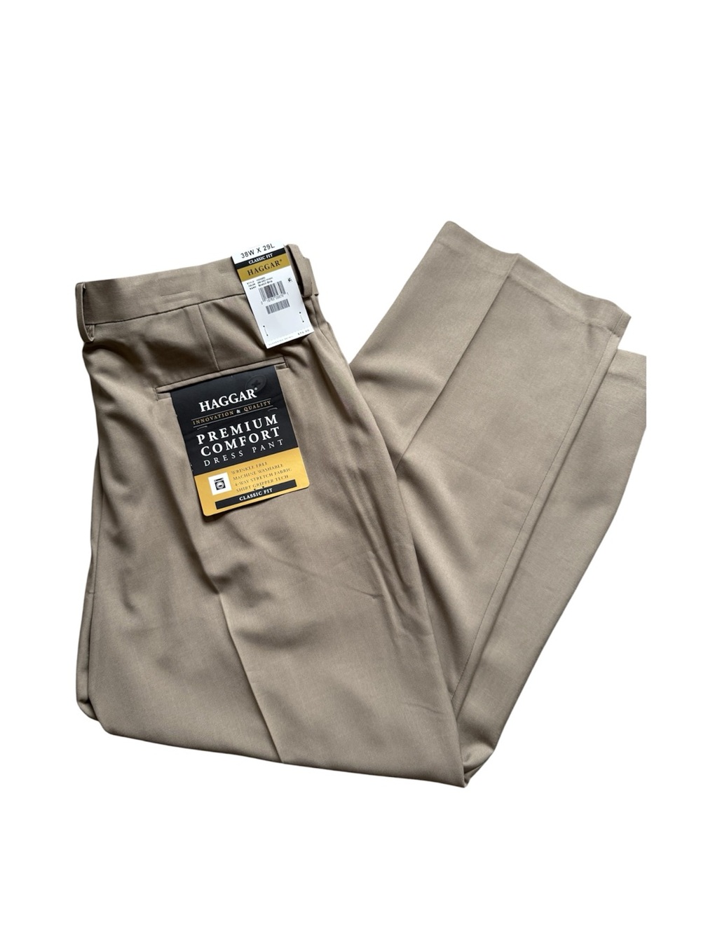 NEW Haggar Straight Fit Dress Pants 38x29 Mens Premium Comfort Wrinkle Free
